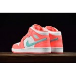 Air Jordan 1 Mid GS "Crimson Pulse" Pink Aqua 555112-814