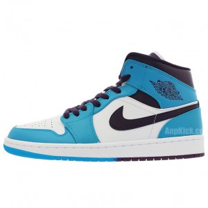 Air Jordan 1 Mid Hornets Blue Lagoon/Grand Purple 554724-415