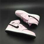 Air Jordan 1 Mid Pink Black White Womens GS Shoes 555112-601