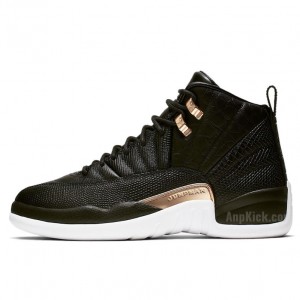 Air Jordan 12 WMNS Snakeskin Midnight Black White Gold AO6068-007