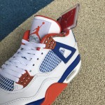 Air Jordan 4 Retro "White/Royal/Orange" Custom Shoes 308497-171