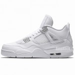 Air Jordan 4 All White/Silver "Pure Money" Mens GS For Sale 308497-100