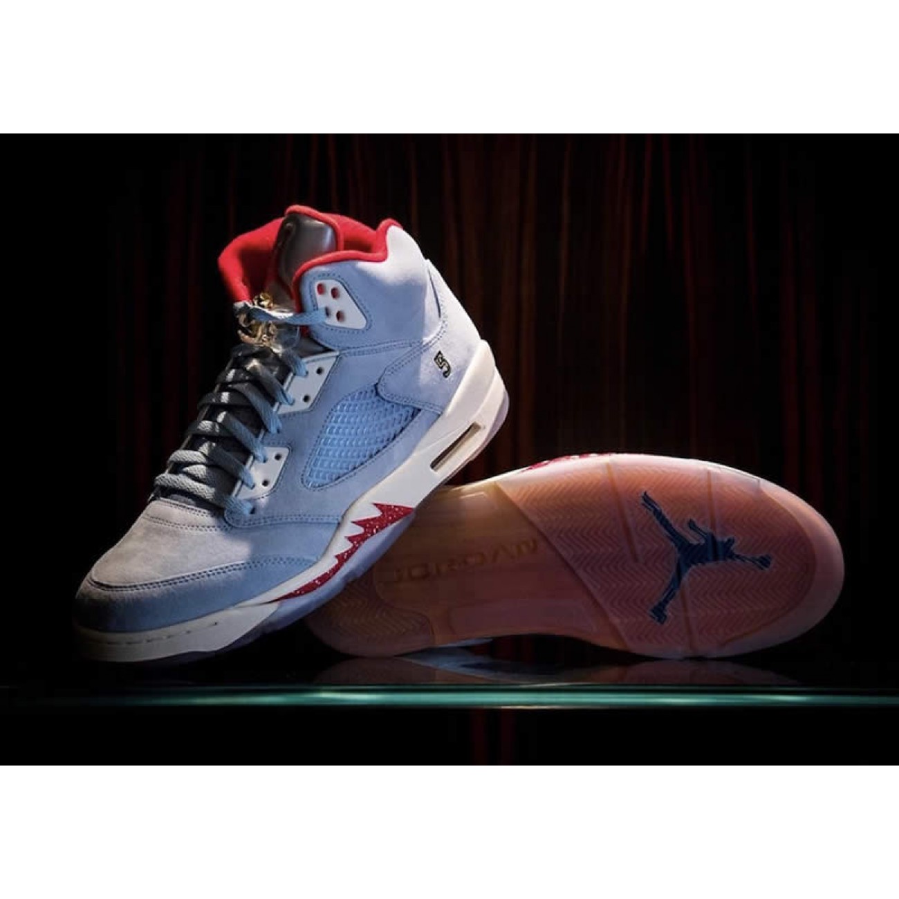 Trophy Room x Air Jordan 5 Retro JSP "Ice Blue" University Red CI1899-400