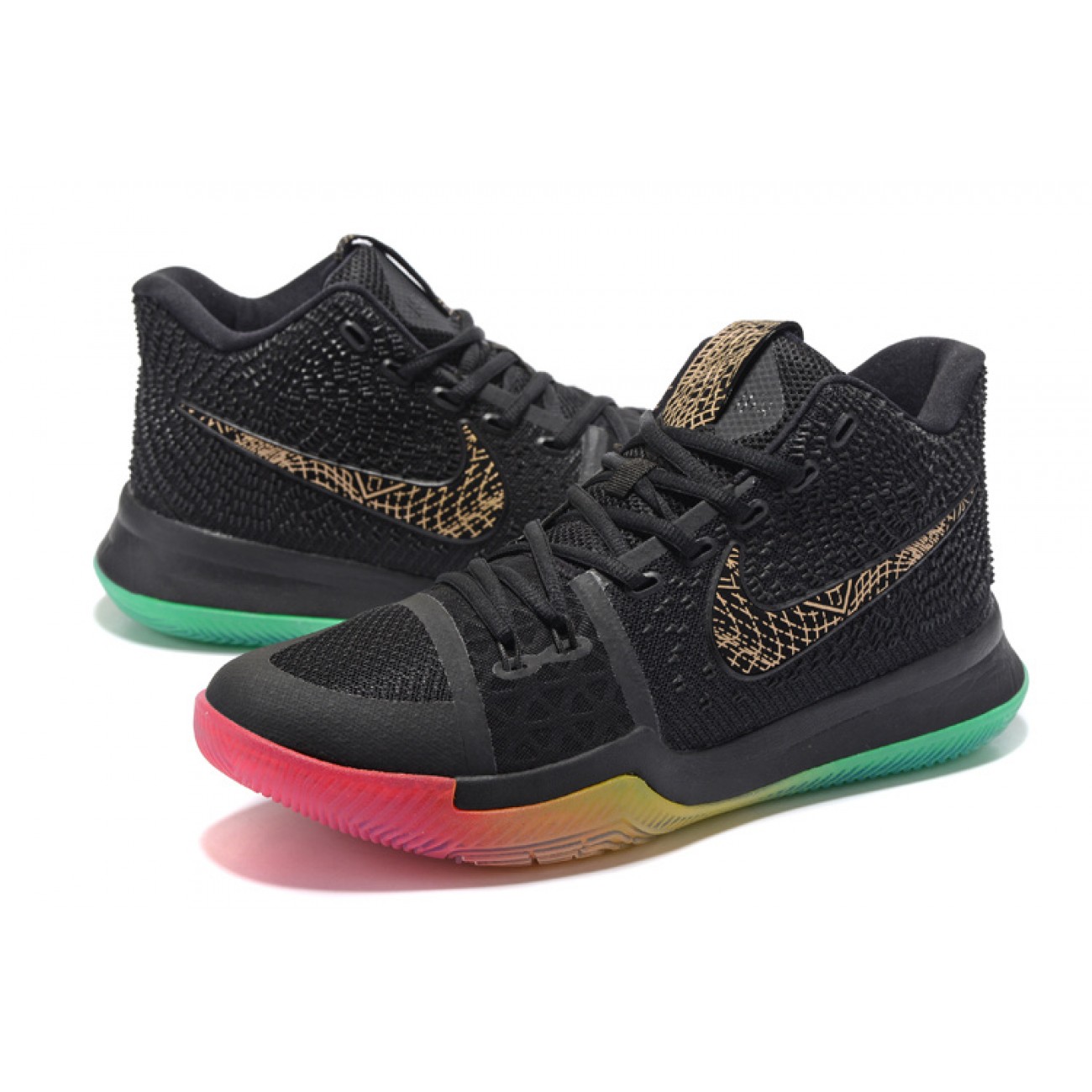 Kyrie 3 "Rainbow" Black/Gold/Colorful