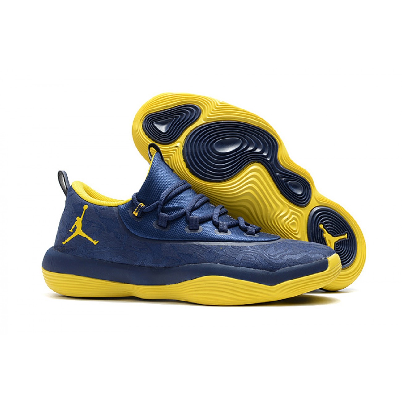 Air Jordan Super Fly Low Basketball Shoes Deep Blue/Yellow