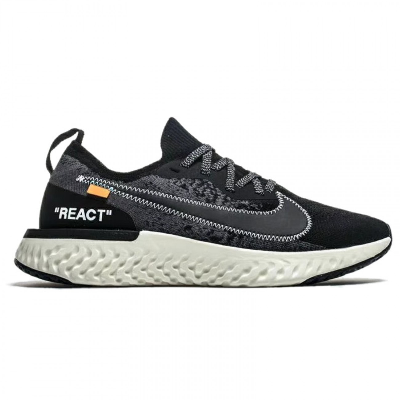 Off White x Nike Epic React Flyknit Black/White AQ0067-010