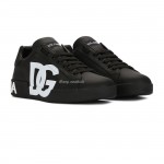 DOLCE GABBANA DG Logo Print Portofino Napa Calf Leather Sneakers