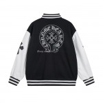 Chrome hearts patchwork baseball cross jacket black white