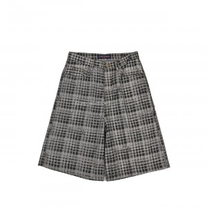 Louis Vuitton 1V 24SS Grey checkerboard printed denim shorts