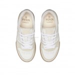 FENDI Match Cream Black White Suede and Leather Low Top Sneakers