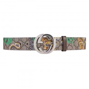 Gucci Interlocking G Belt Supreme GG Bengal Beige Brown Multicolor