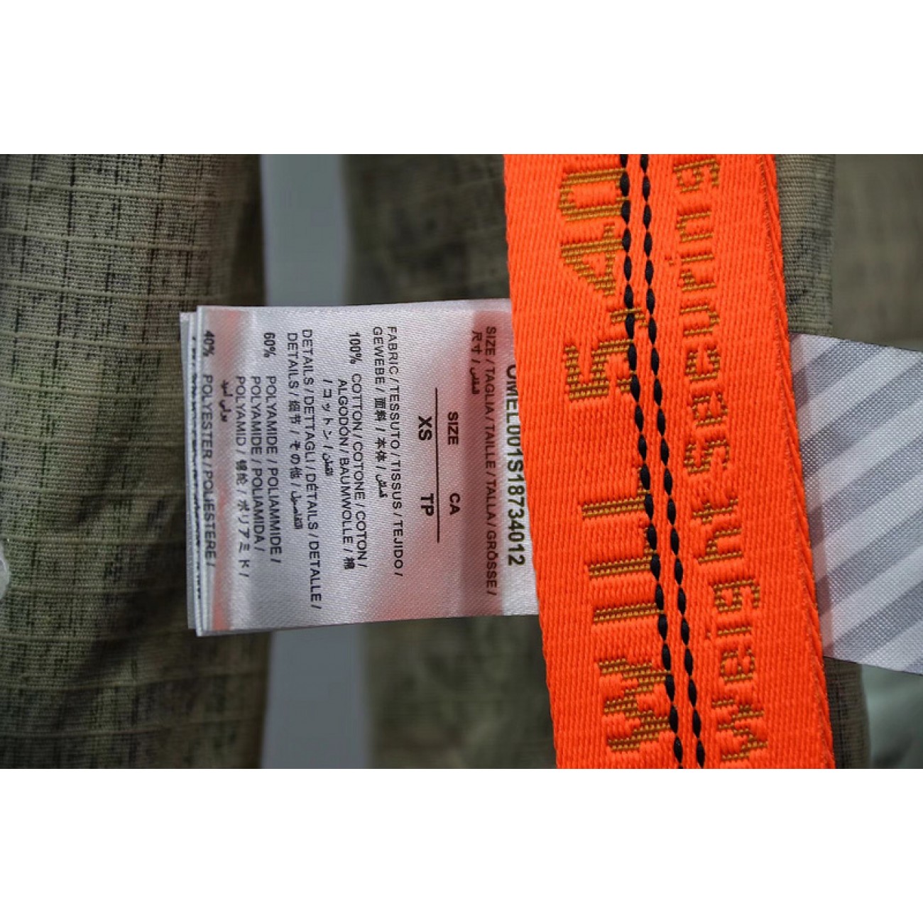 Off-white C O VIRGIL abloh 18SS Badge Ribbon Arrow Camo Armbands Jacket