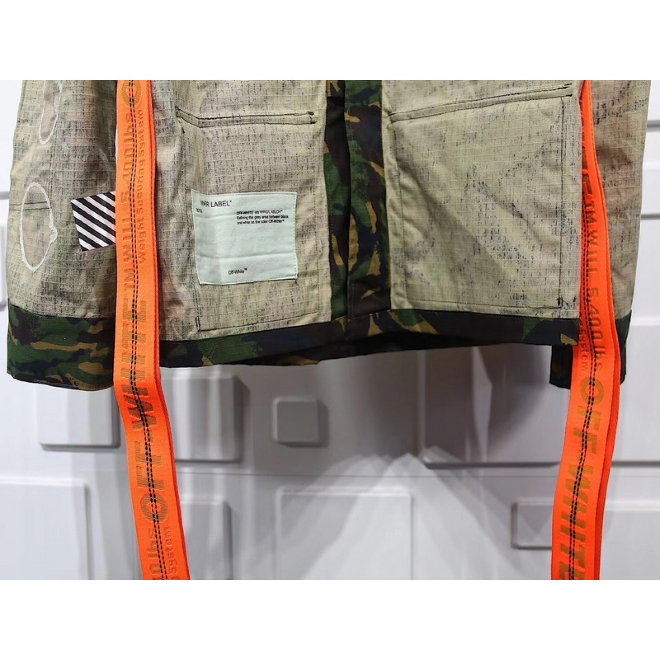 Off-white C O VIRGIL abloh 18SS Badge Ribbon Arrow Camo Armbands Jacket