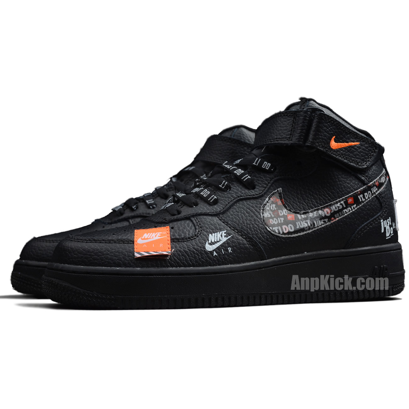 "Just Do It" Custom Nike 1s Air Force 1 High All Black Cheap AF1 Shoes AO3977-001