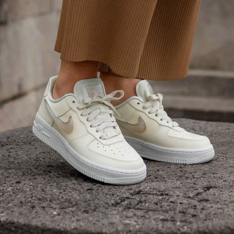 Nike Air Force 1 Womens Jelly Puff Wmns Af1 Low For Sale Pale Ivory Shoes Ah6827 100 On Feet (2) - newkick.app