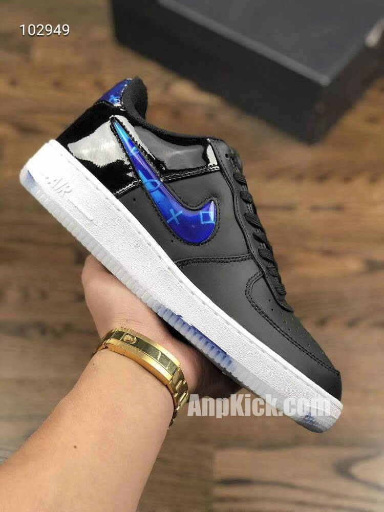 playstation nike air force 1 low 18 qs black blue bq3634 001 detail images (7)