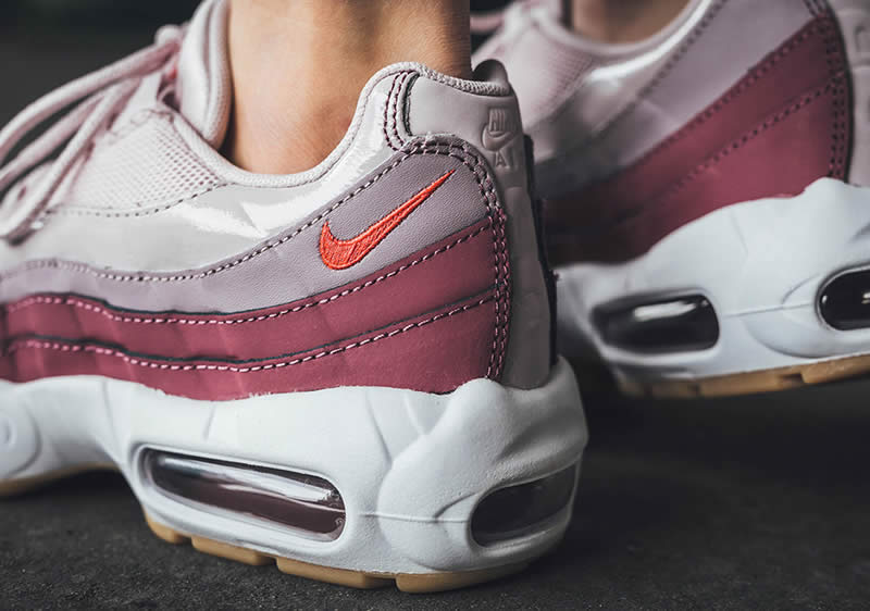 nike air max 95 og womens barley rose hot punch pink on feet