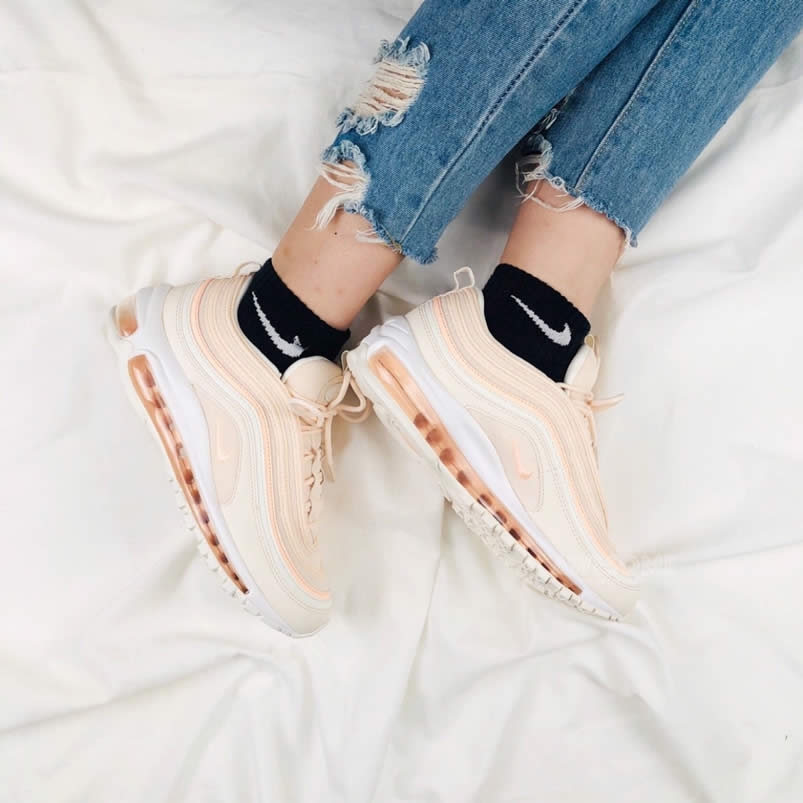 Wmns Nike Air Max 97 'Guava Ice' White Womens Pink Orange On Feet 921733-801