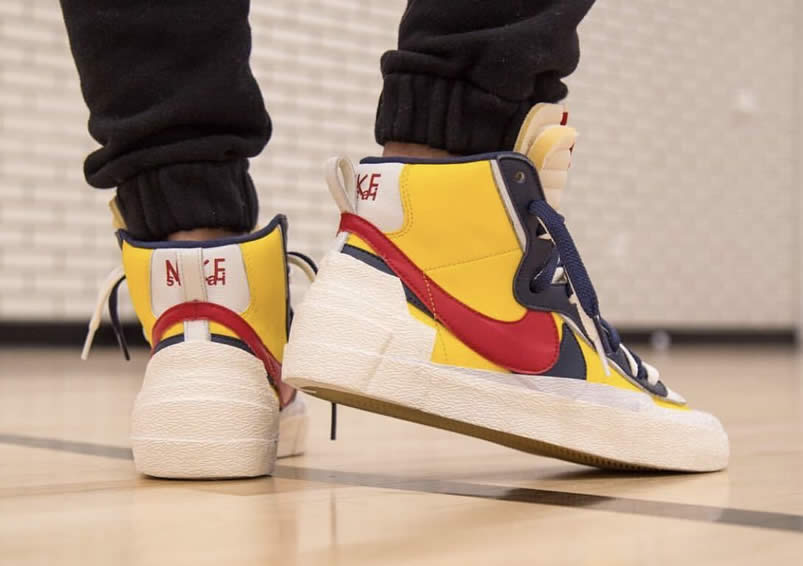 Sacai Nike Blazer Mid On Feet Navy Blue Bv0072 001 Yellow Bv0072 700 (2) - newkick.app